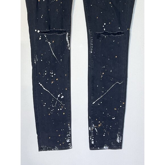 Monfrere Greyson Soho Dist Black Paint Splatter Ripped Skinny Jeans - USA - Picture 9 of 9